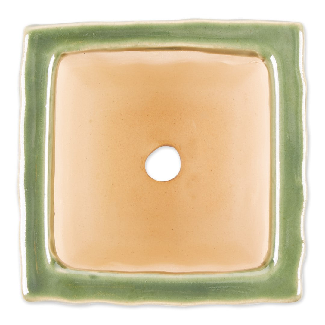 Green Square Ceramic Small Planter Set Of 3