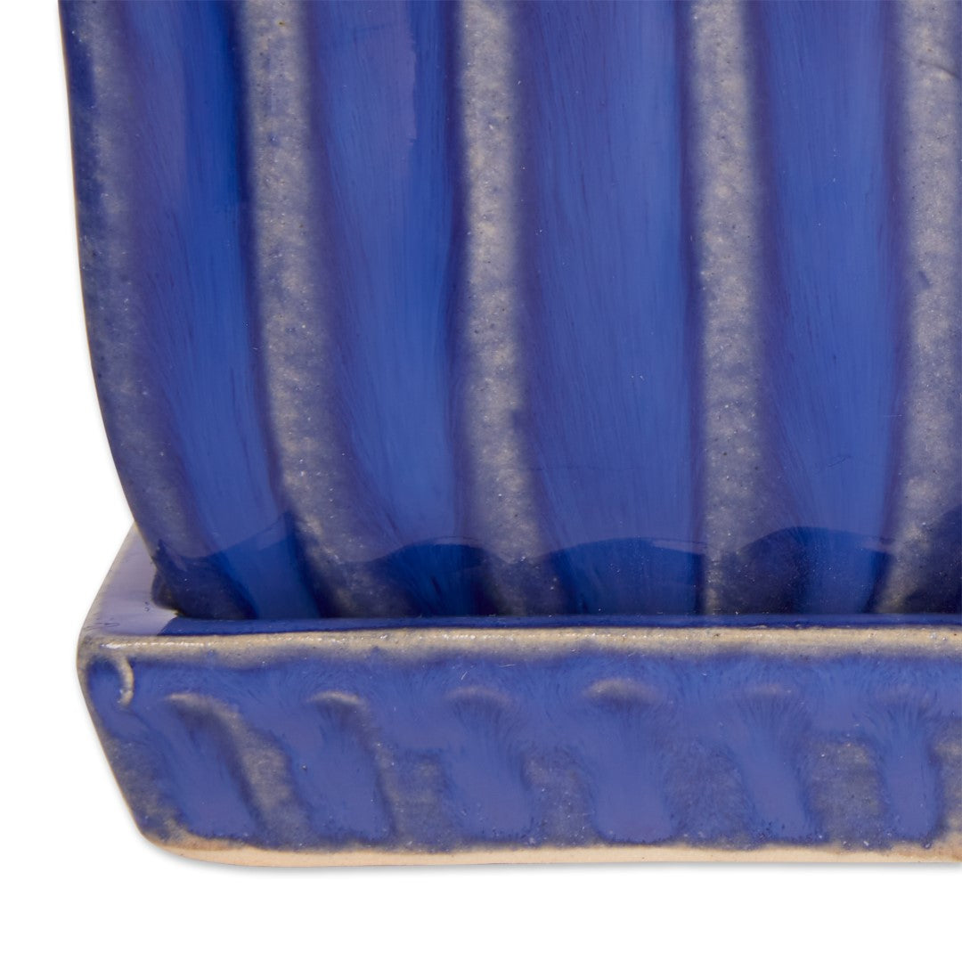 Blue Square Ceramic Small Planter Set Of 3