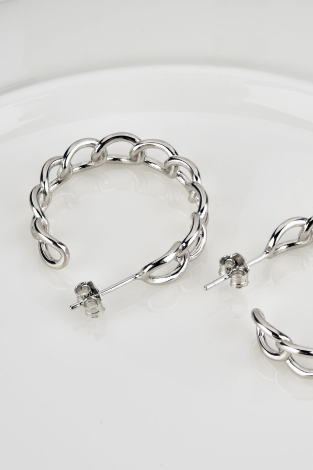 Chain C-Hoop 925 Sterling Silver Earrings