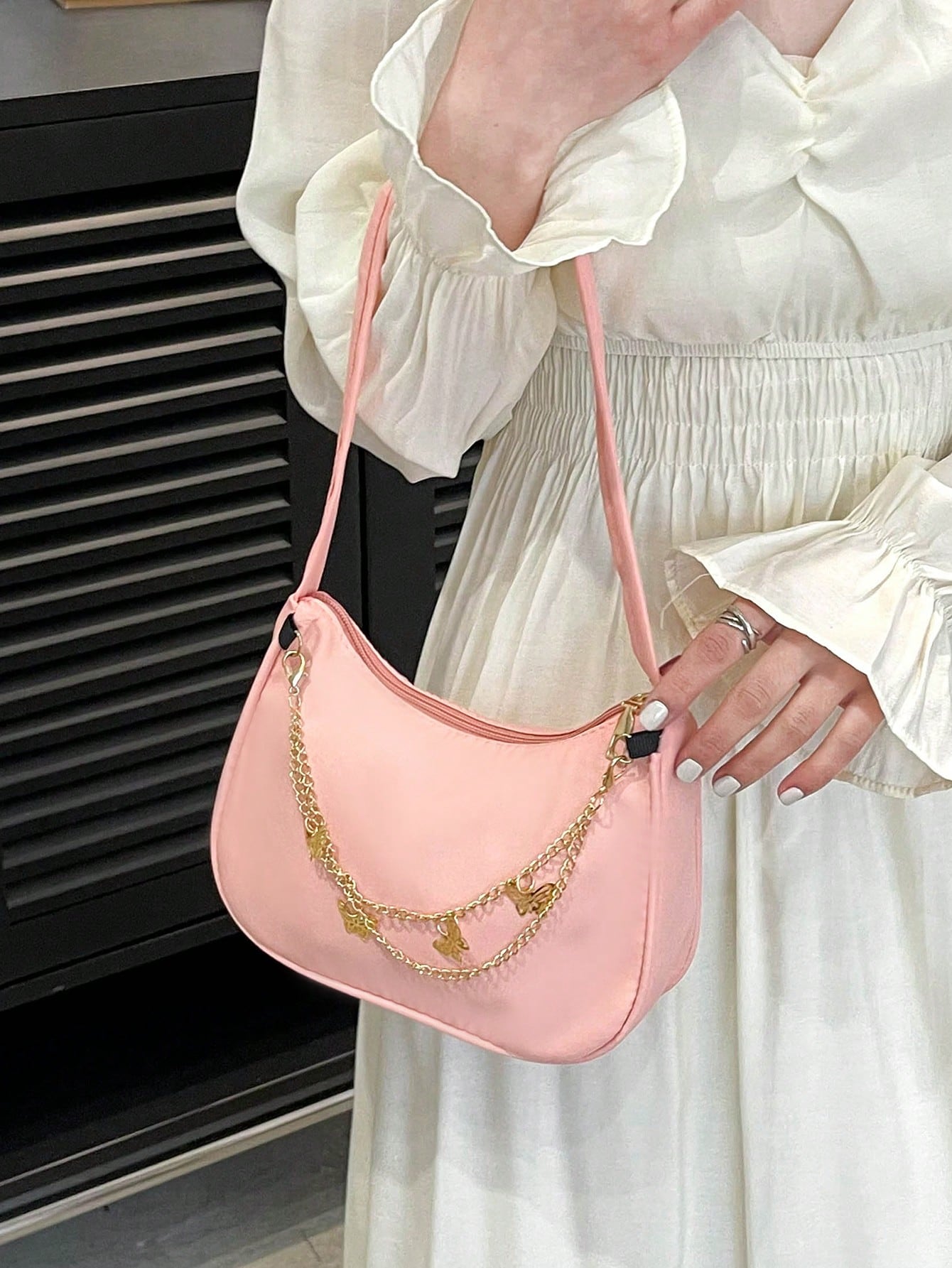 Butterfly Charm Polyester Shoulder Bag