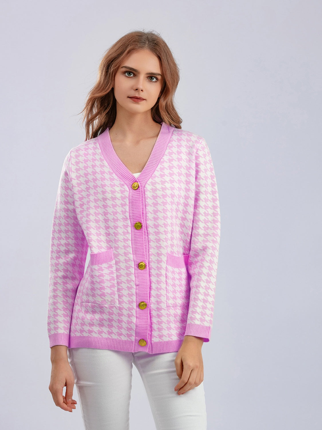 Houndstooth Button Down Cardigan