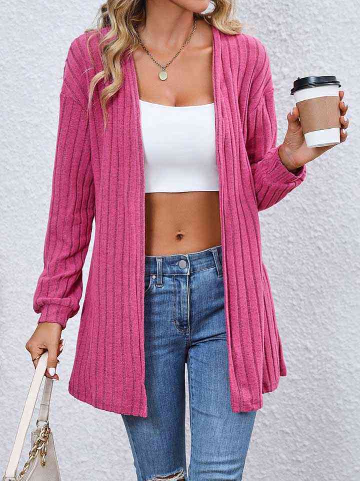 Open Front Dropped Shoulder Cardigan