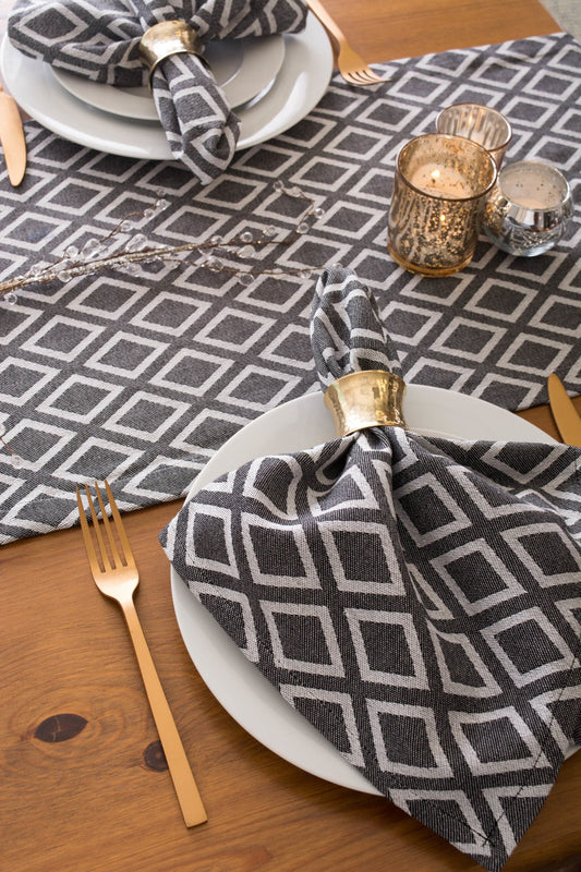 Black & White Diamond Table Runner 14X72 