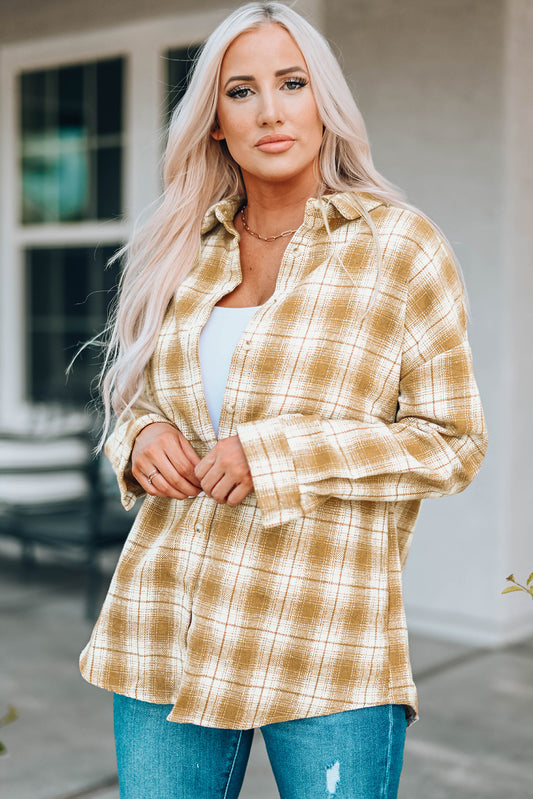 Plaid Button Front Shacket