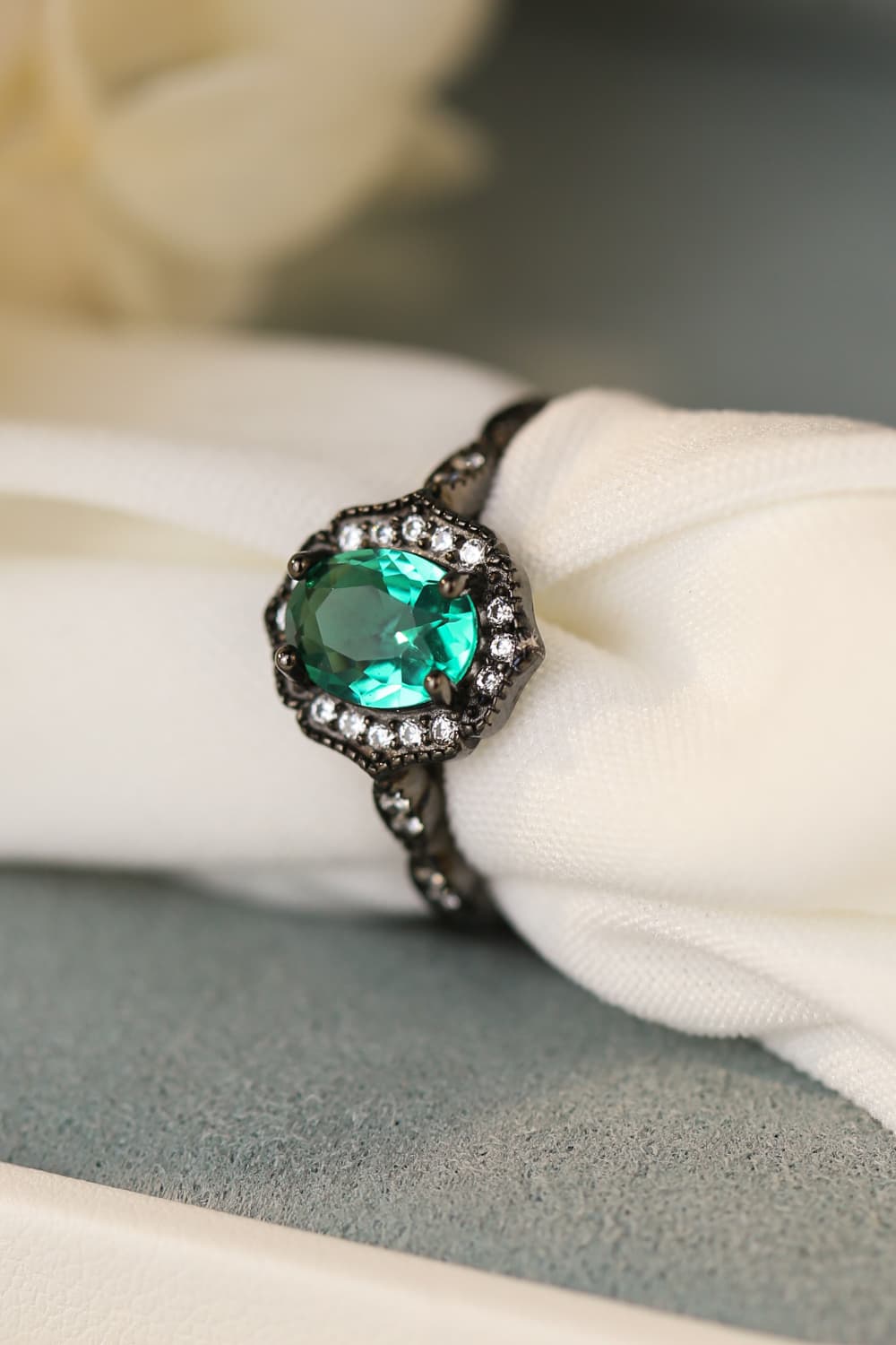 925 Sterling Silver Paraiba Tourmaline 4-Prong Ring