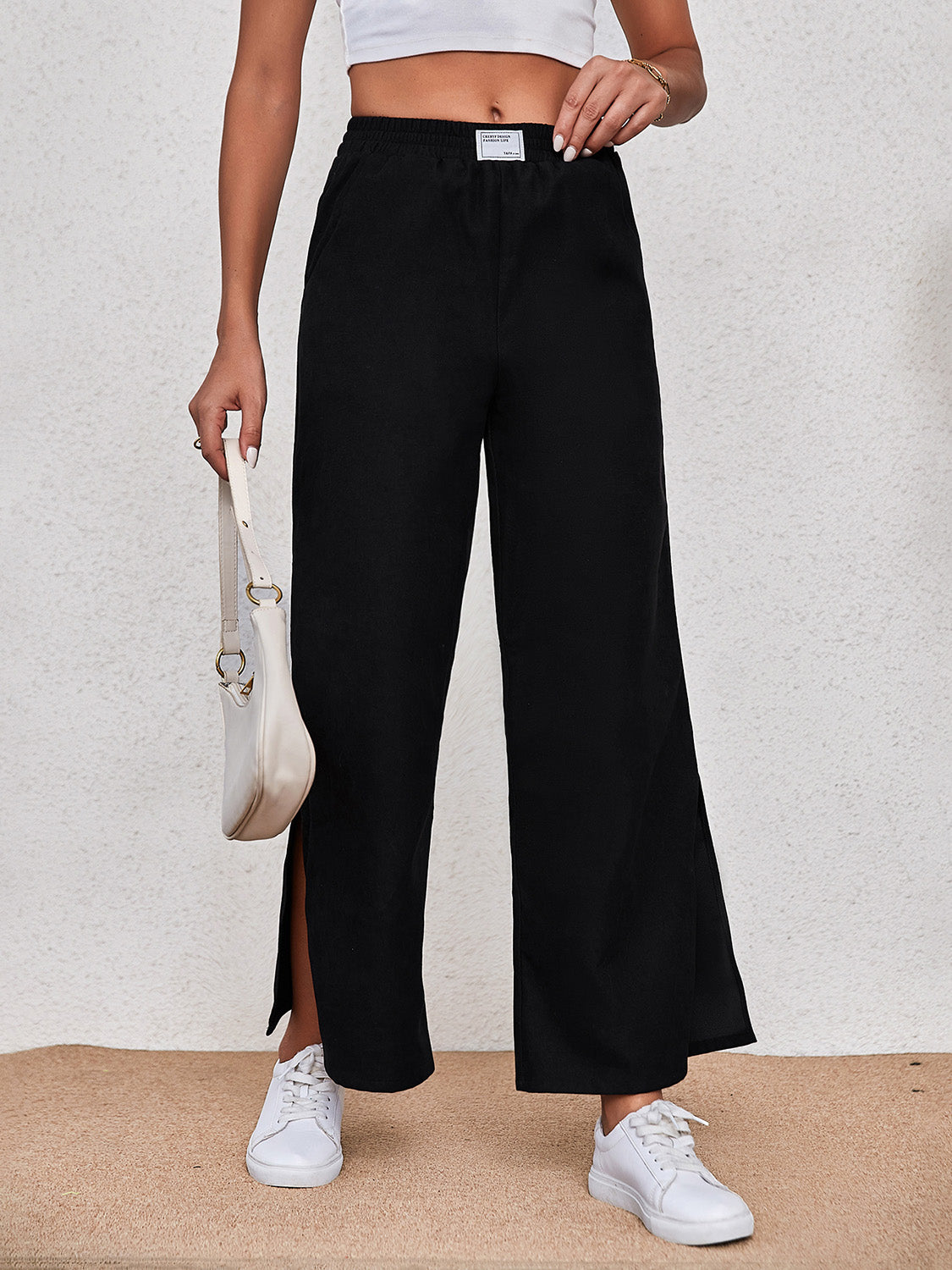 Wide Leg Slit Pants