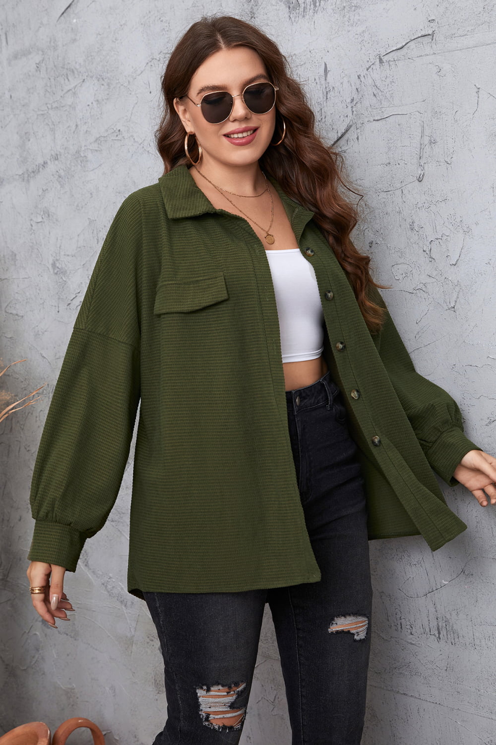 Plus Size Dropped Shoulder Shirt