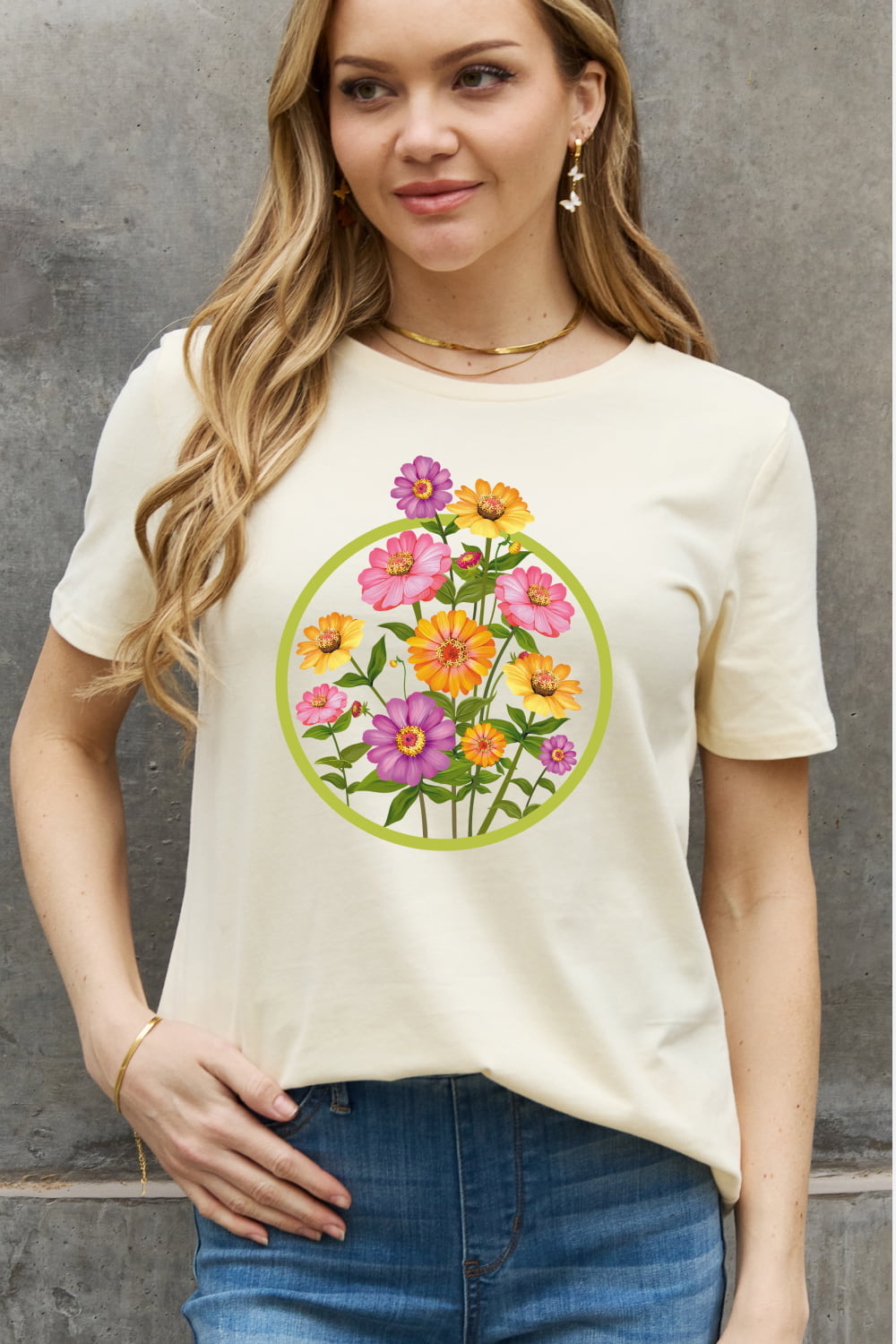 Simply Love Full Size Flower Graphic Cotton Tee
