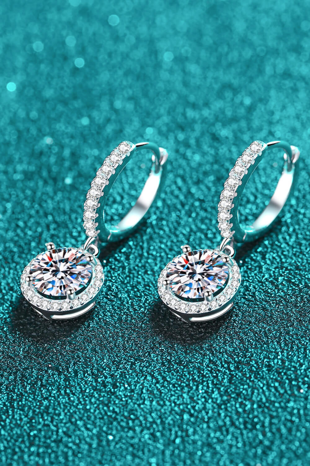 2 Carat Moissanite Round-Shaped Drop Earrings