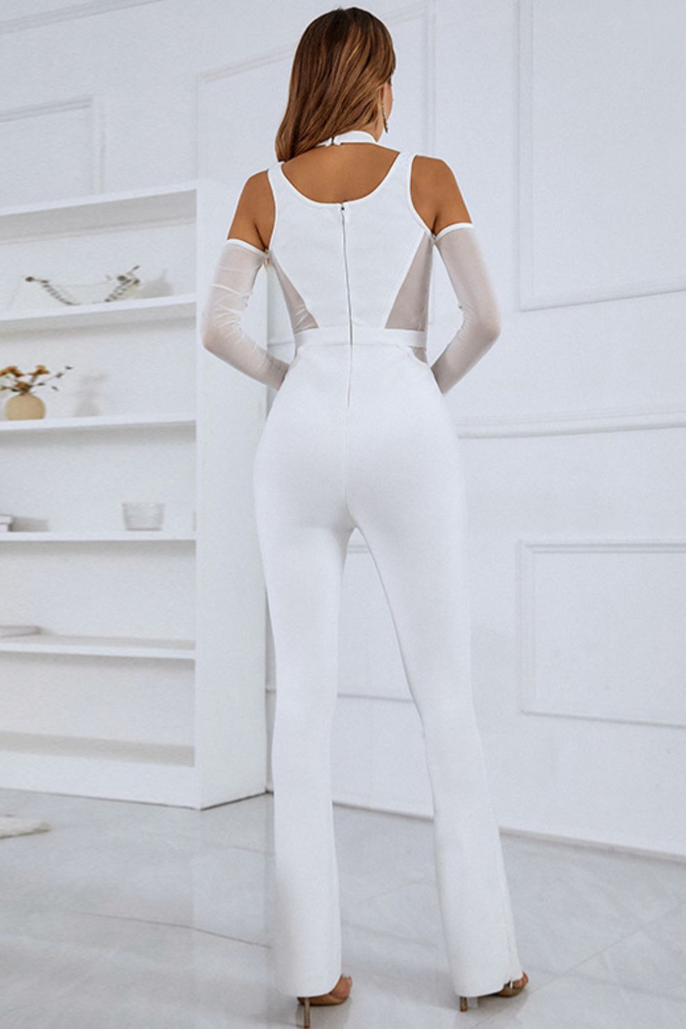 Cutout Halter Neck Slit Ankle Jumpsuit