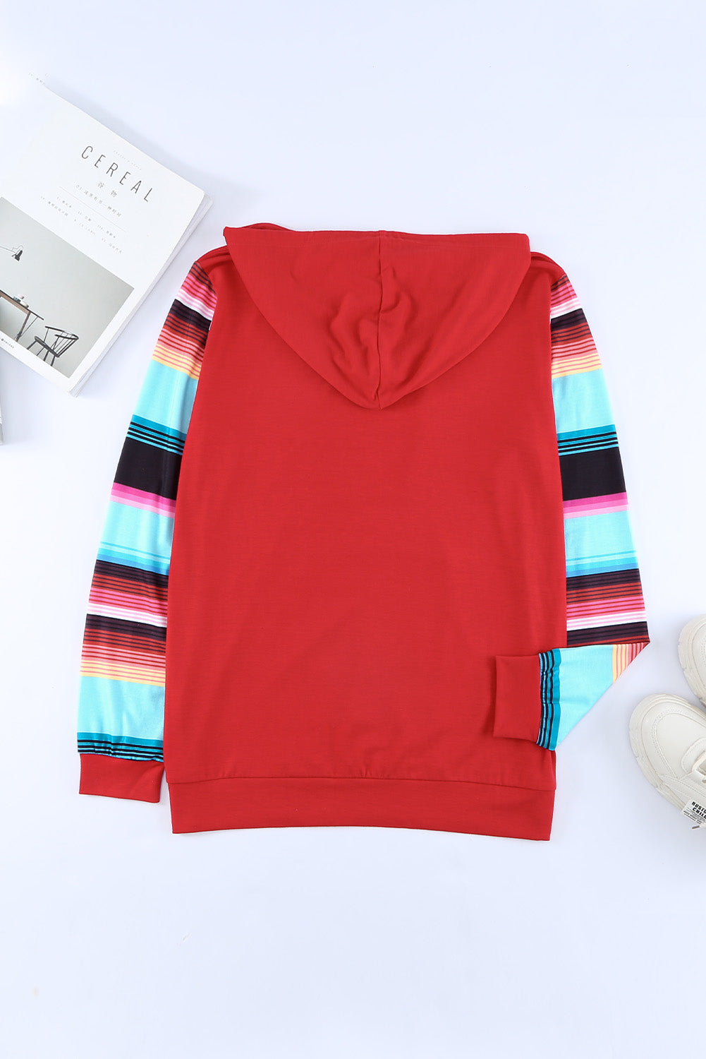 Striped Drawstring Hoodie with Kangaroo Pocket