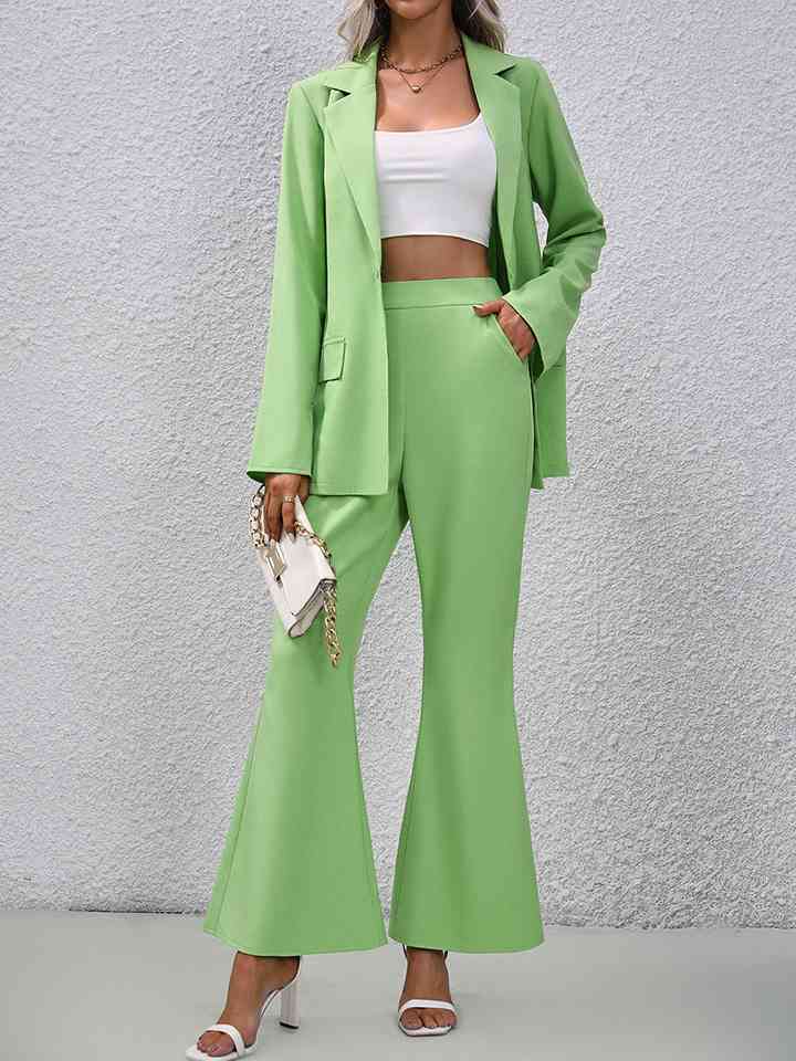 Long Sleeve Blazer and Flare Pants Set