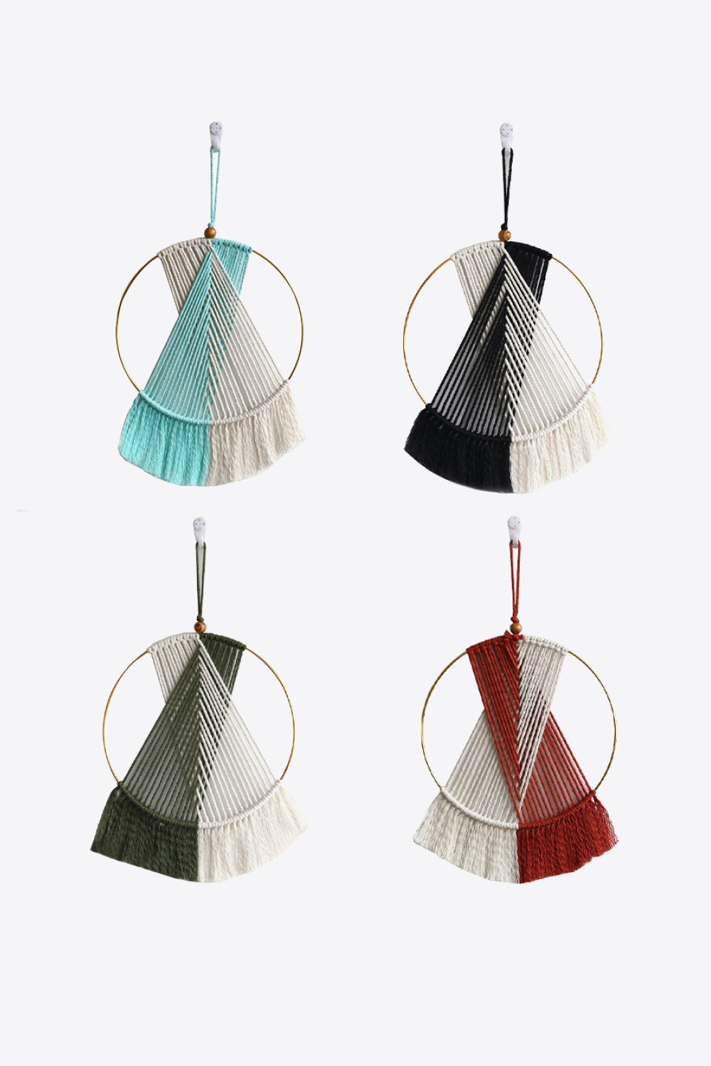 Contrast Fringe Round Macrame Wall Hanging