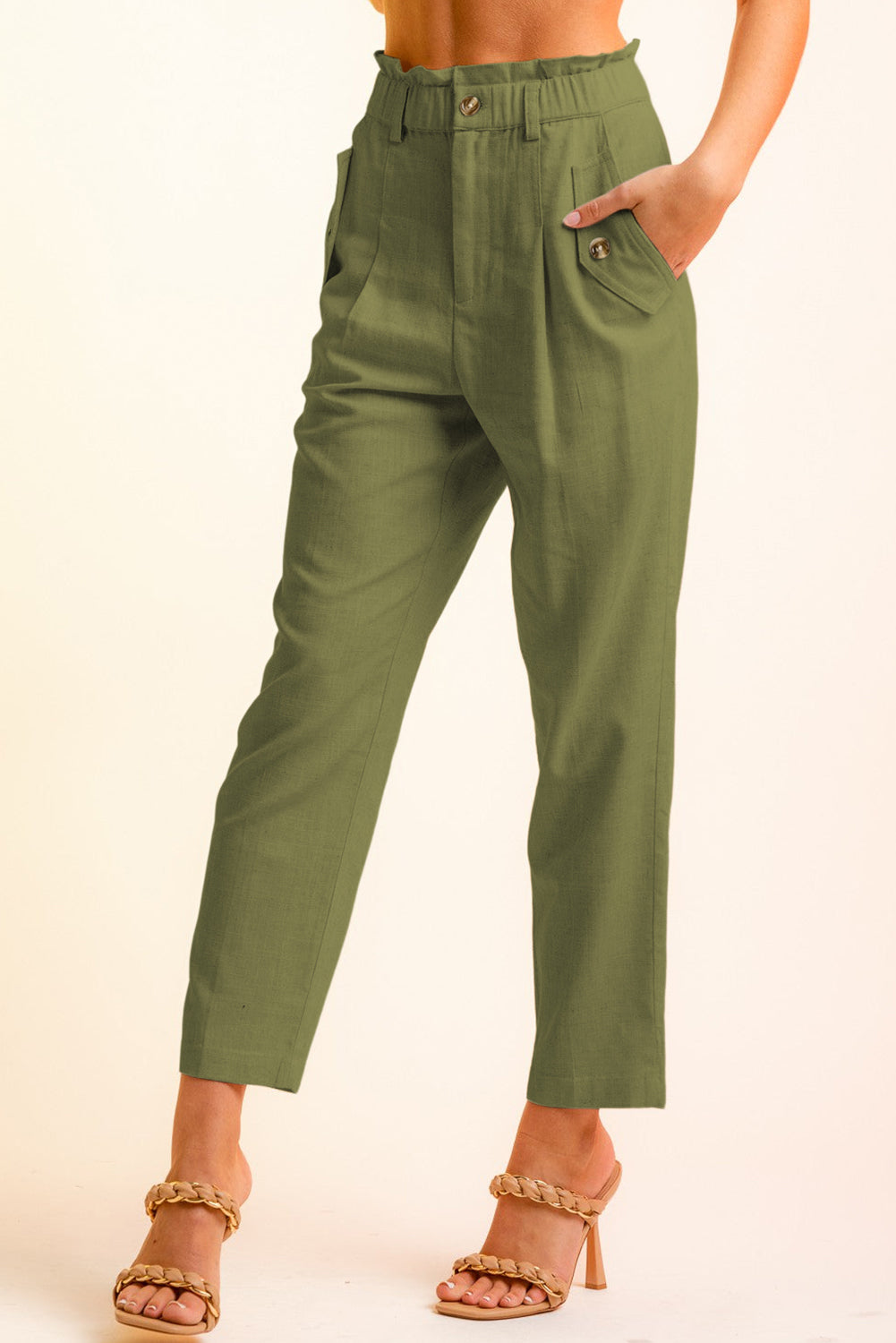 Side Button Long Pants