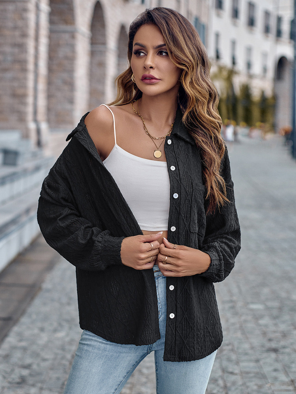 Dropped Shoulder Shirt Jacket