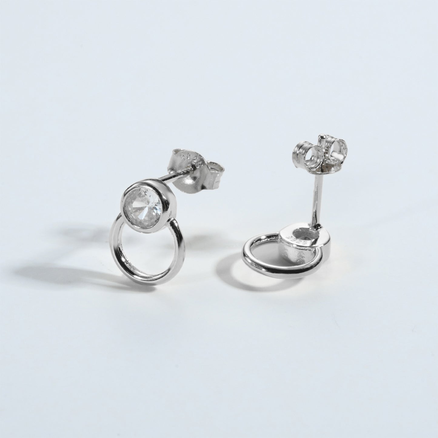 Inlaid Zircon 925 Sterling Silver Stud Earrings