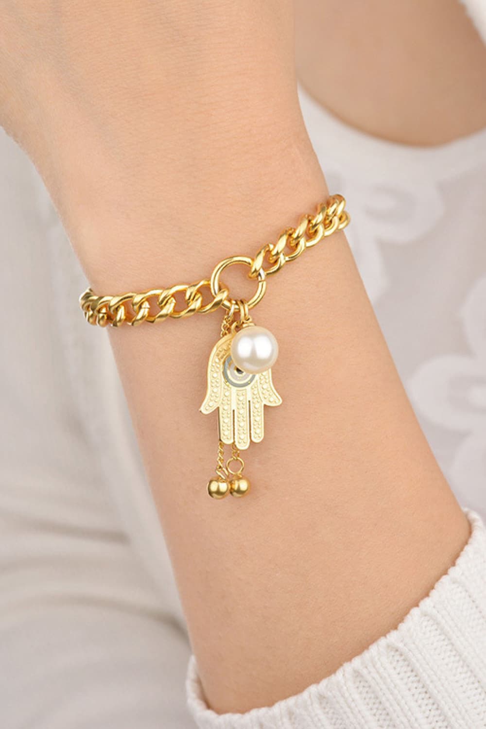 Hamsa Hand Chunky Chain Bracelet