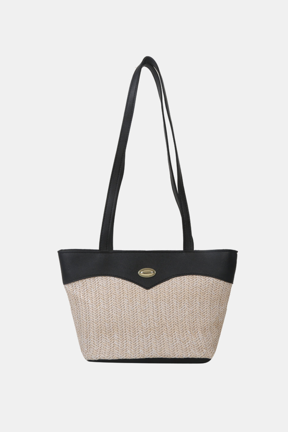 Two-Tone Straw PU Tote Bag