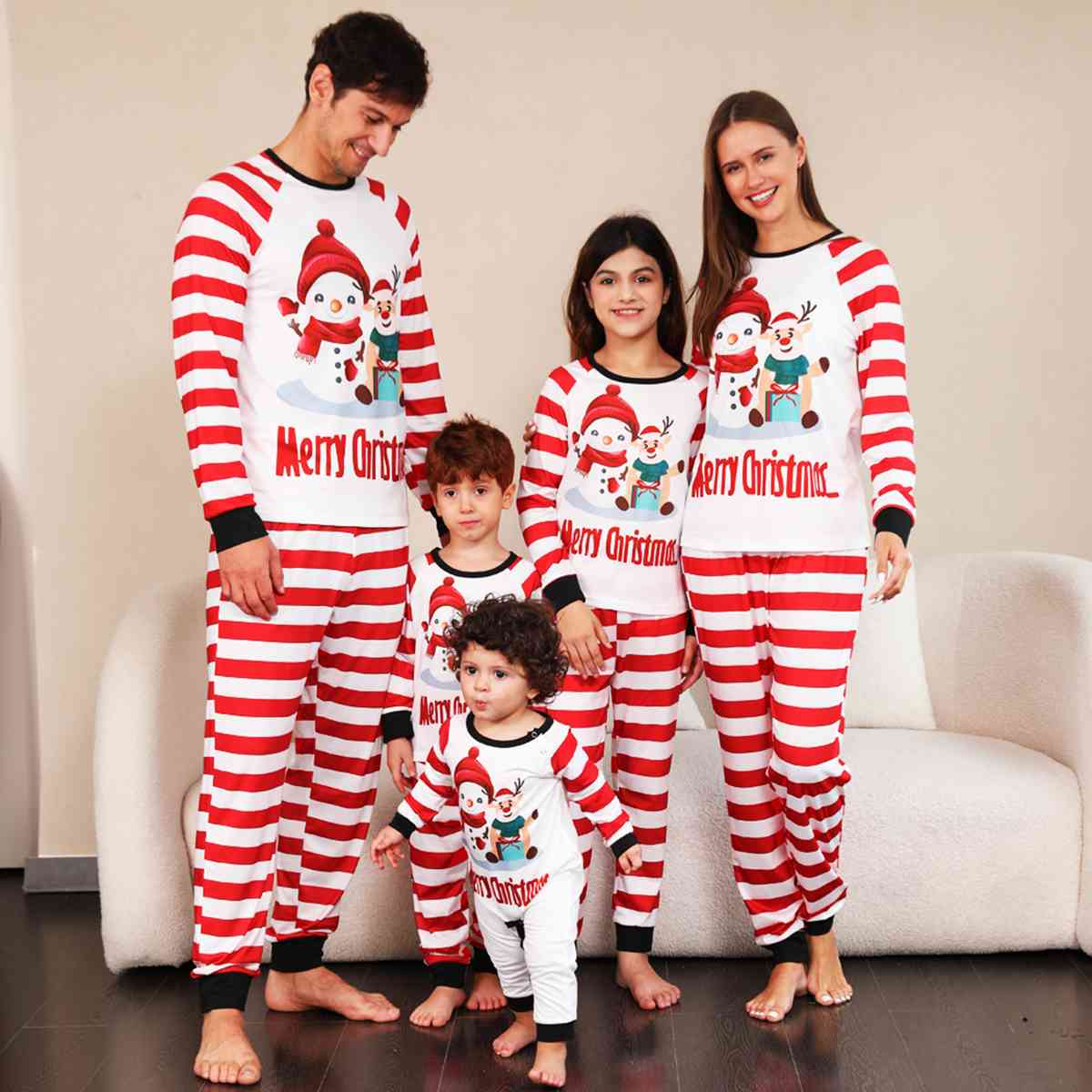 MERRY CHRISTMAS Graphic Top and Striped Pants Set