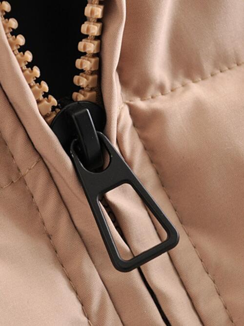 Zip Up Drawstring Winter Coat with Pockets