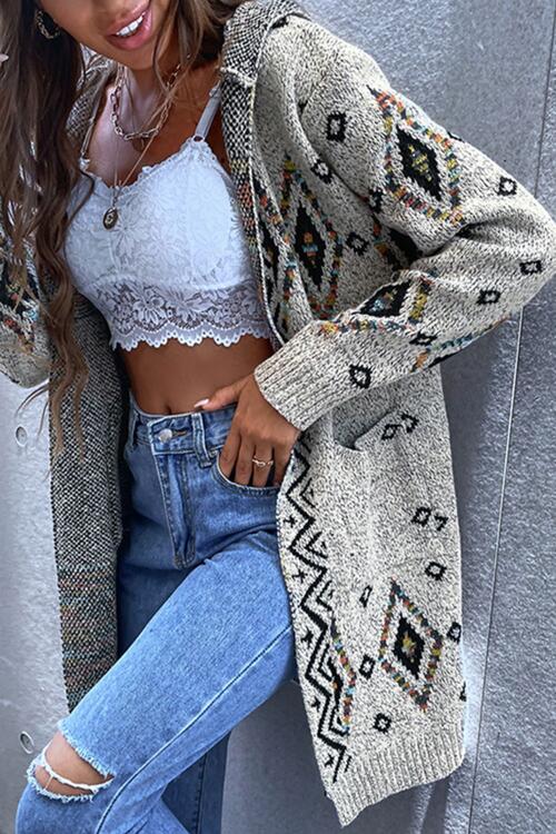 Printed Open Front Cardigan