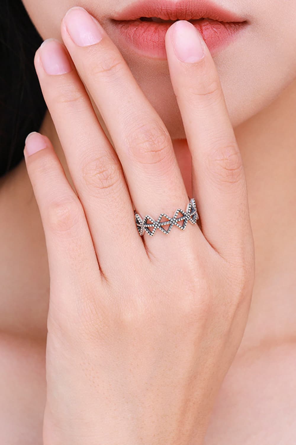 925 Sterling Silver Geometry Shape Ring