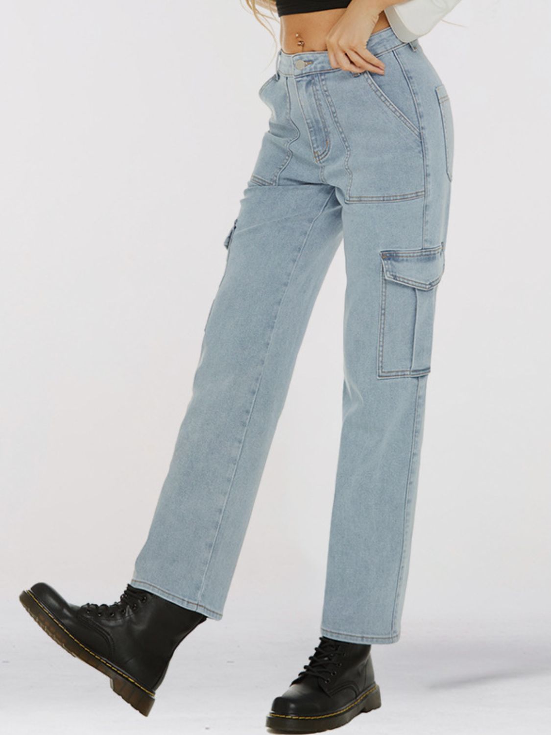 Straight Leg Jeans with Pockets