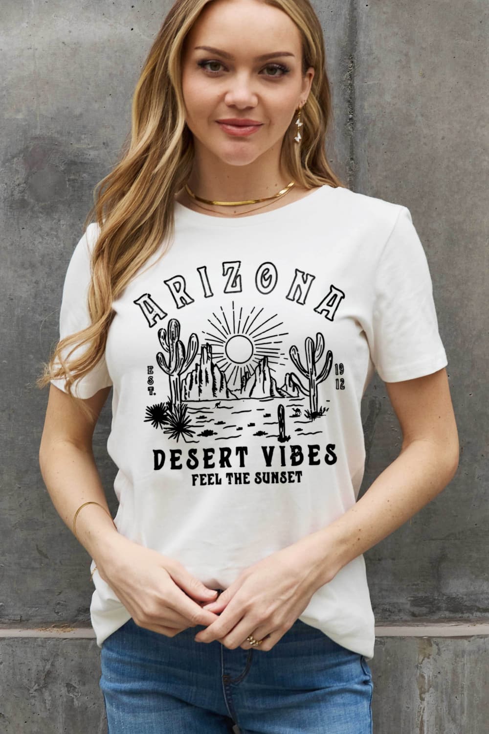 Simply Love Full Size ARIZONA DESERT VIBES FEEL THE SUNSET Graphic Cotton Tee