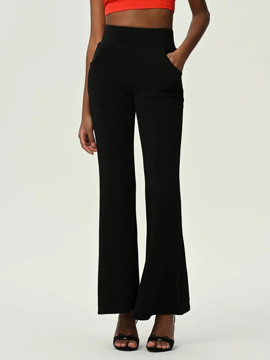 High Waist Flare Leg Pants with Pockets