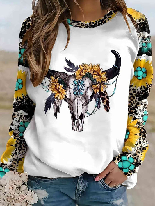 Plus Size Graphic Raglan Sleeve Sweatshirt