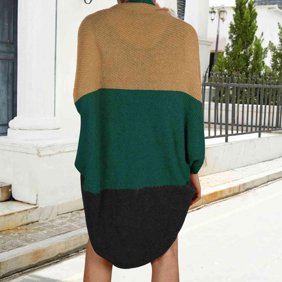 Color Block Open Front Cardigan