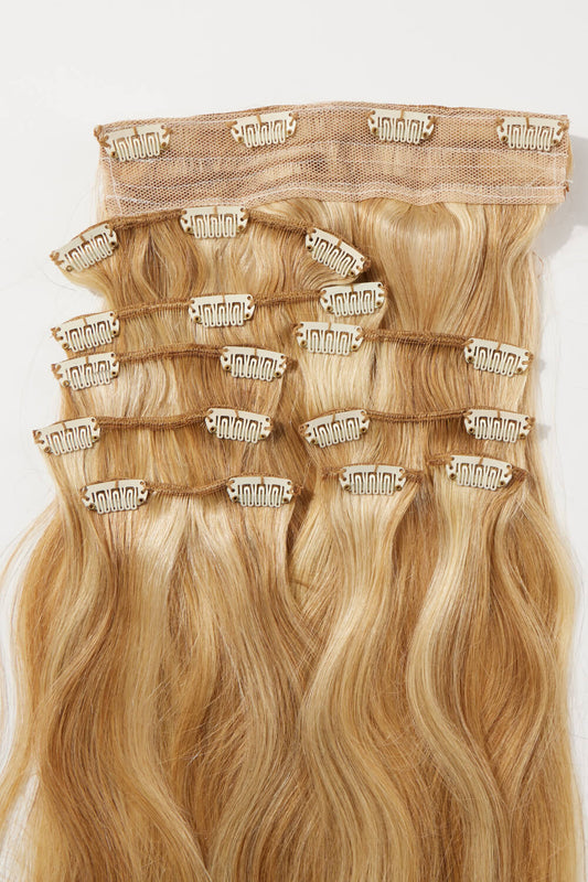 18" 100g #27/613 Clip-in Hair Extensions Human Virgin Hair