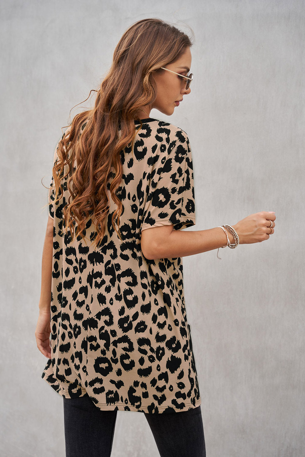 Leopard Pocketed T-Shirt Dress