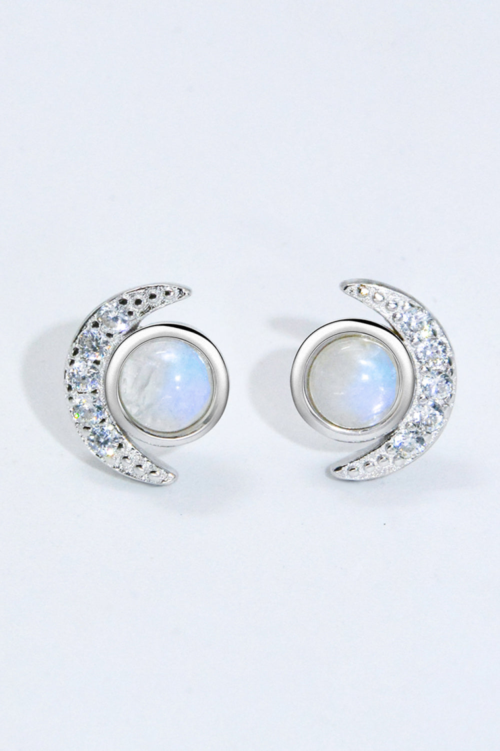 925 Sterling Silver Moonstone Stud Earrings