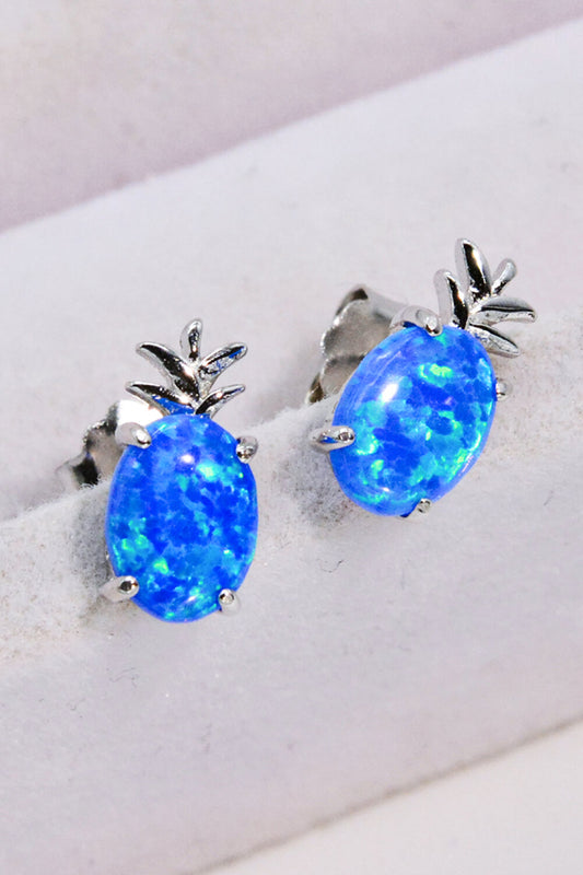 Opal Pineapple Platinum-Plated Earrings