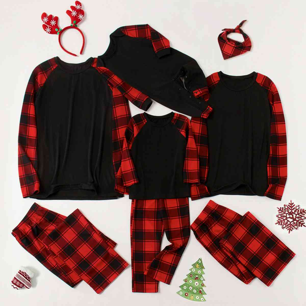 Raglan Sleeve Top and Plaid Pants Set