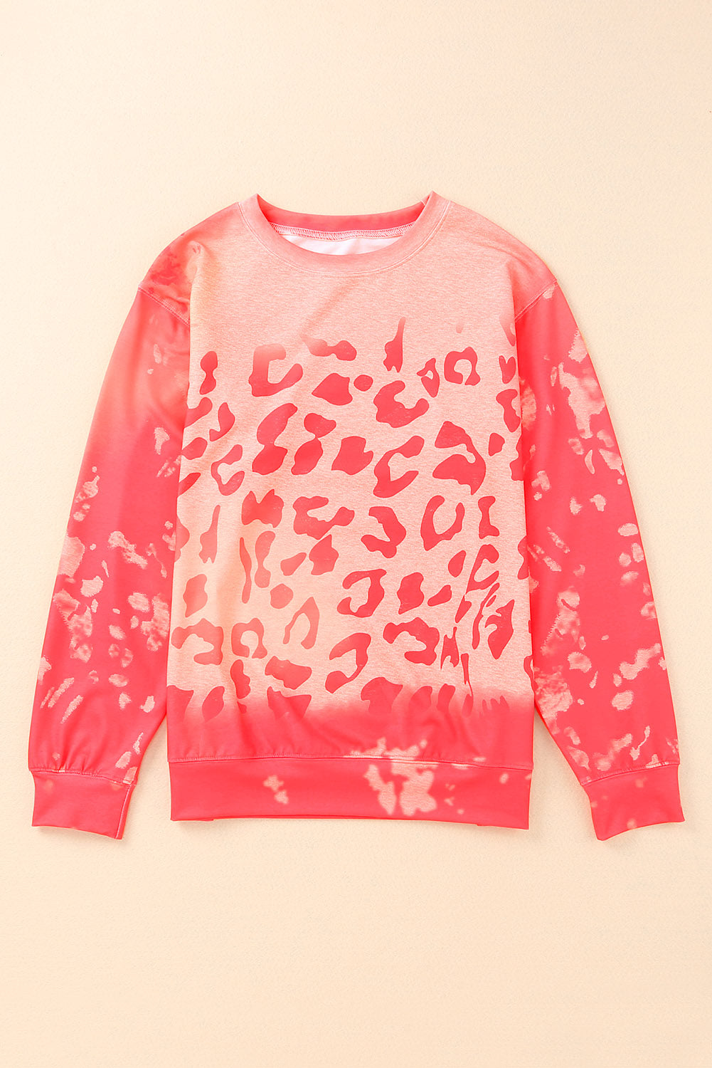 Leopard Tie-Dye Crewneck Drop Shoulder Sweatshirt