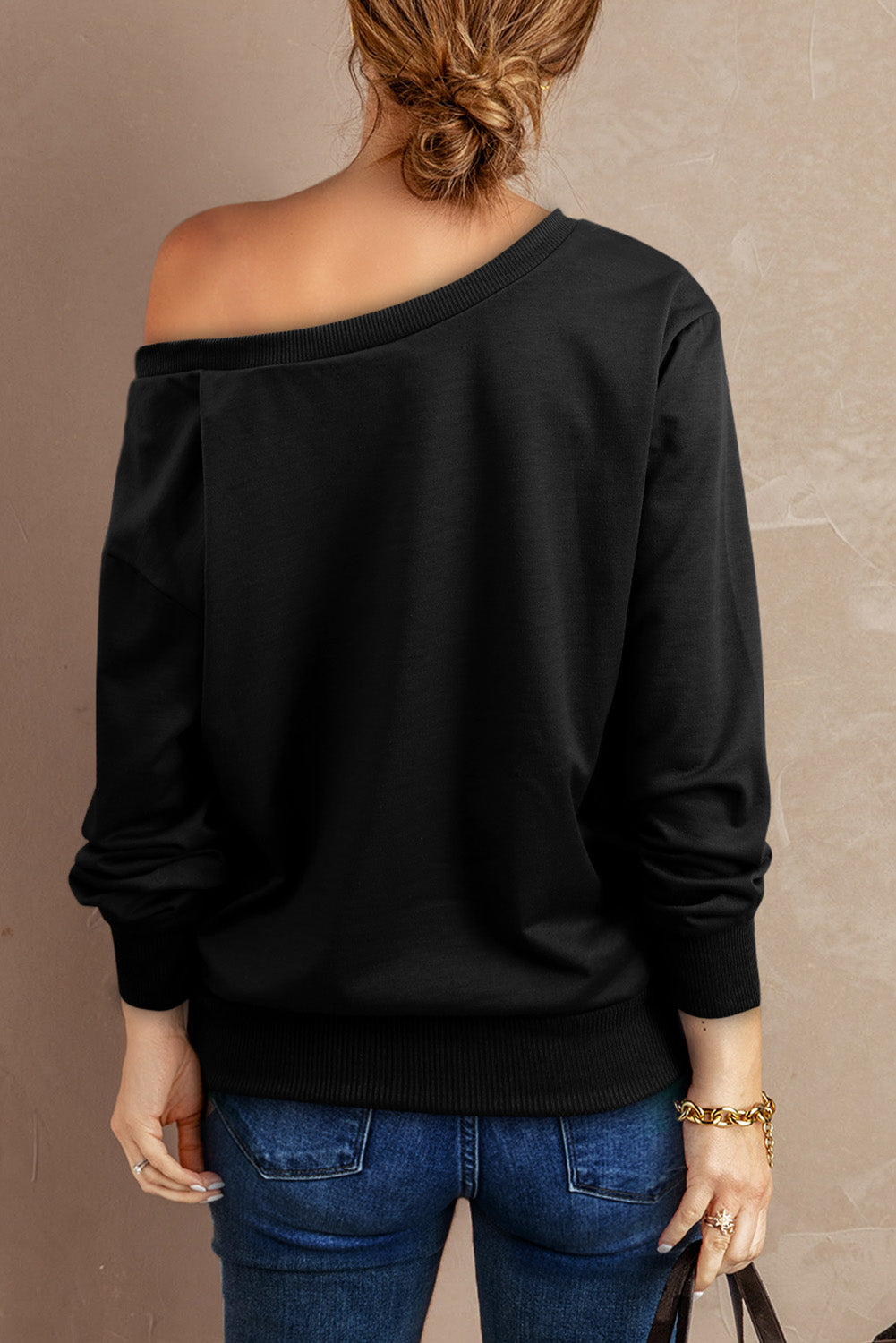 Boat Neck Long Sleeve Sweatshirt