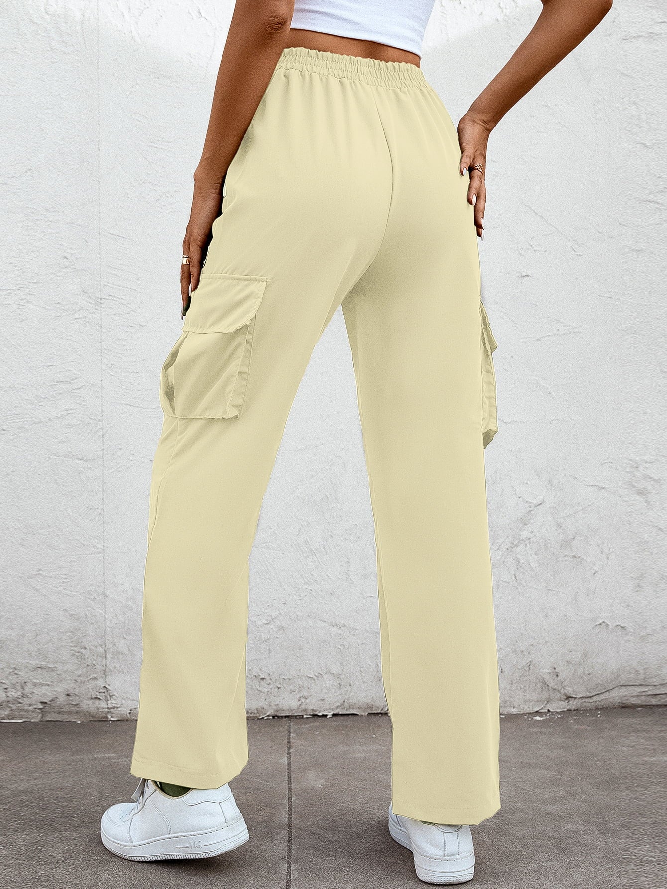 Elastic Waist Straight Leg Cargo Pants