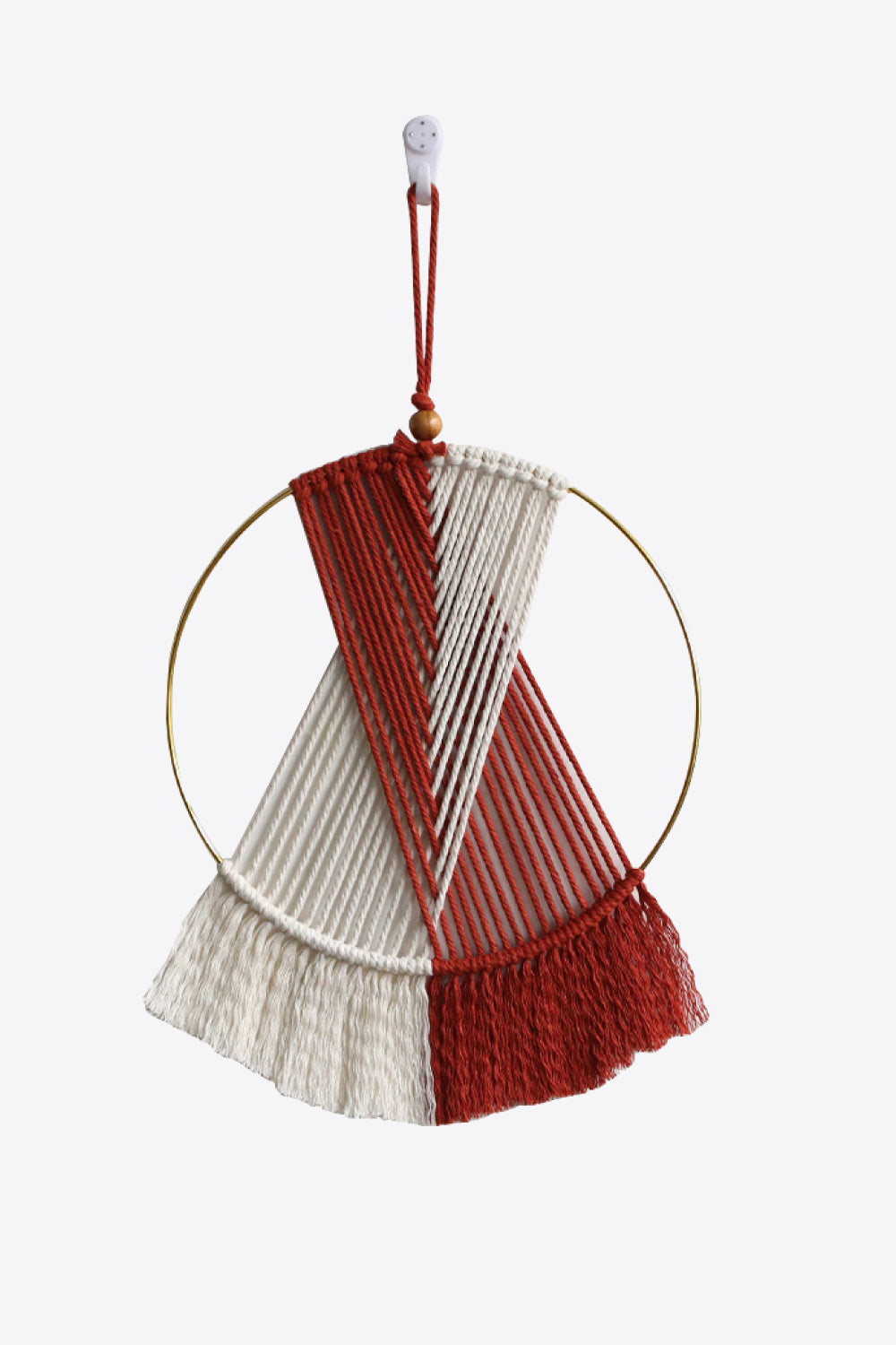 Contrast Fringe Round Macrame Wall Hanging