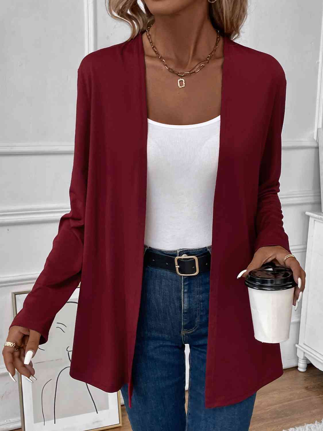 Open Front Long Sleeve Cardigan