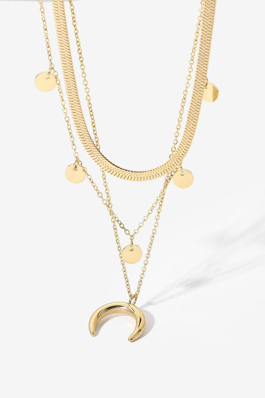 18K Gold-Plated Moon Shape Pendant Necklace