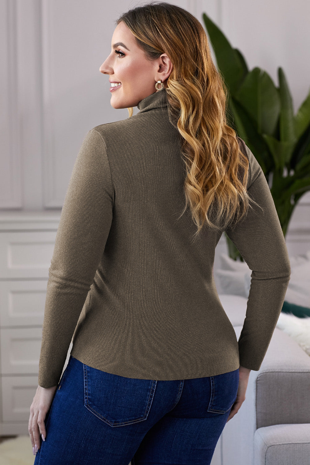 Plus Size Mock Neck Long Sleeve Top