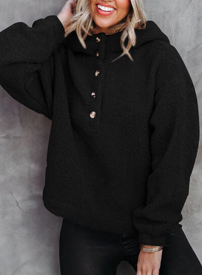 Sherpa Dropped Shoulder Long Sleeve Hoodie