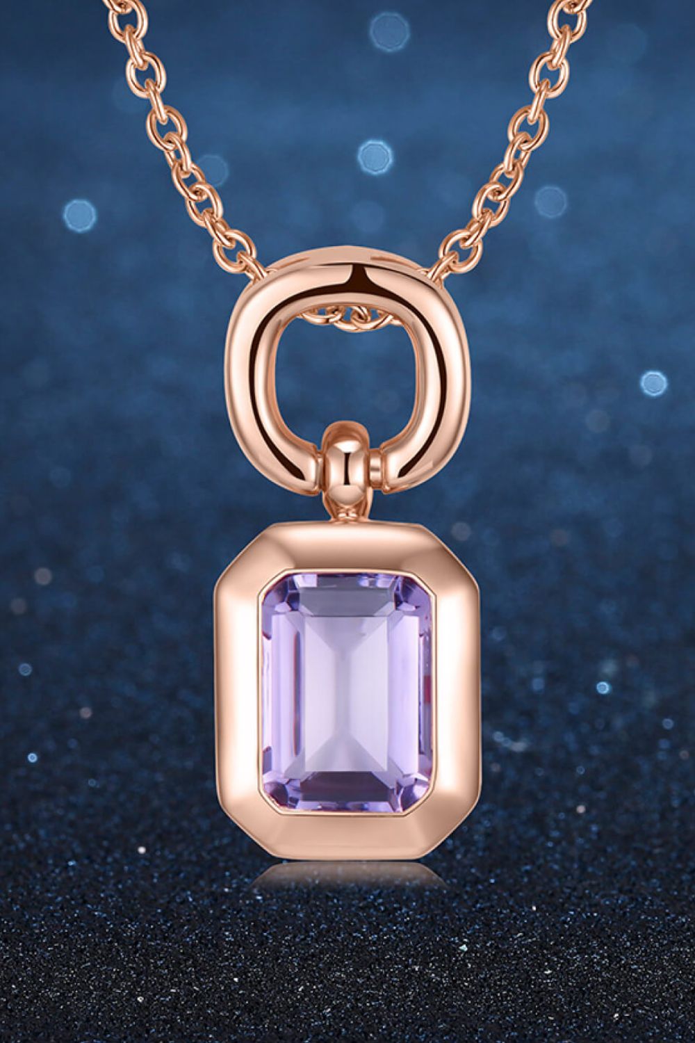 Amethyst Pendant Adjustable Chain-Link Necklace