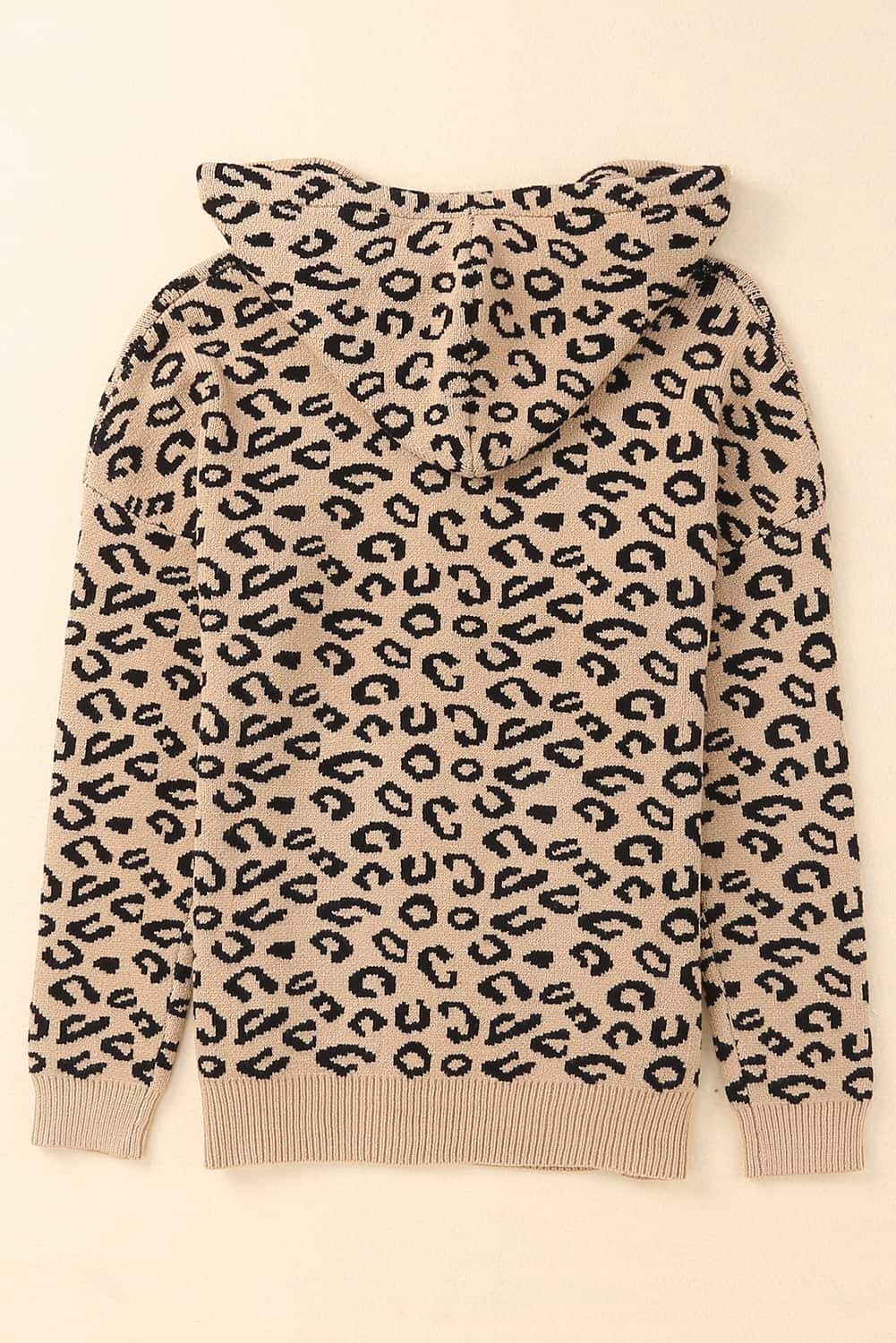 Leopard Print Drawstring Hooded Sweater