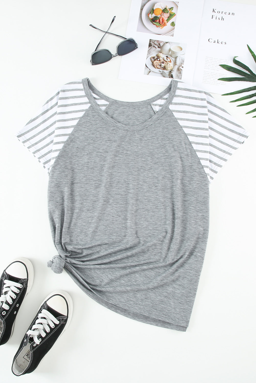 Plus Size Striped Raglan Sleeve T-Shirt