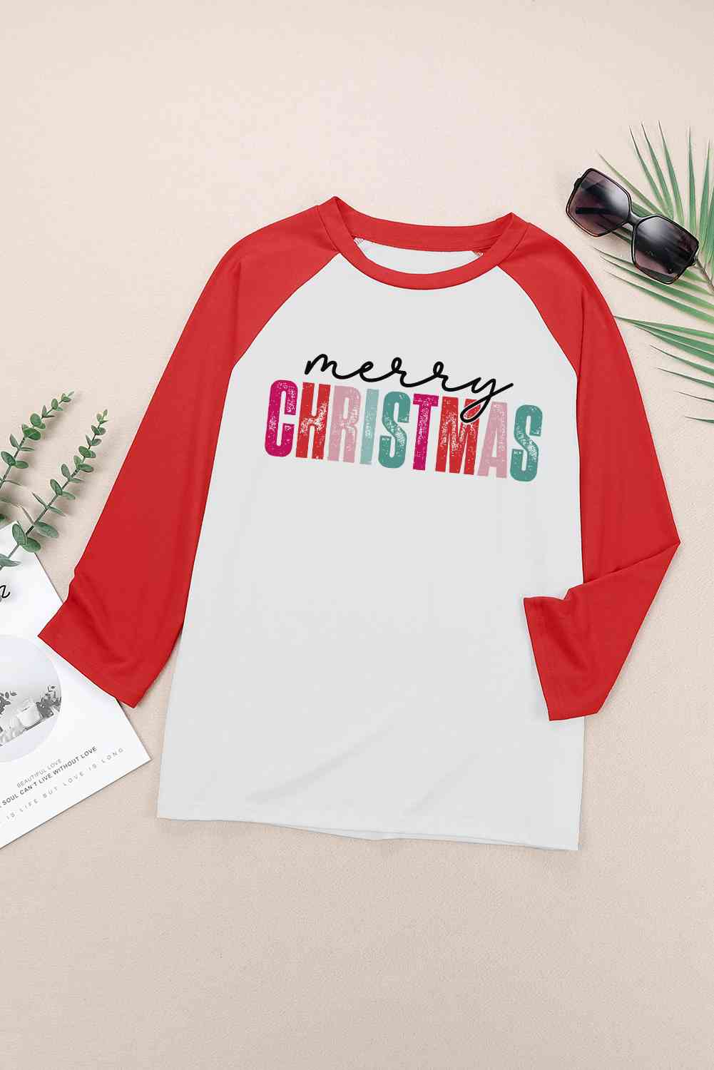 MERRY CHRISTMAS Graphic Raglan Sleeve T-Shirt