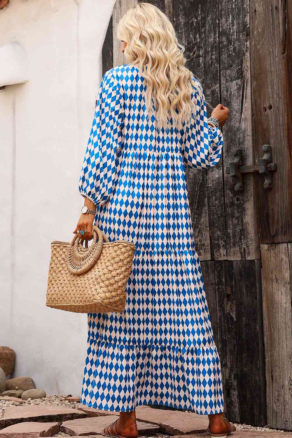 Printed Tie Neck Maxi Dress