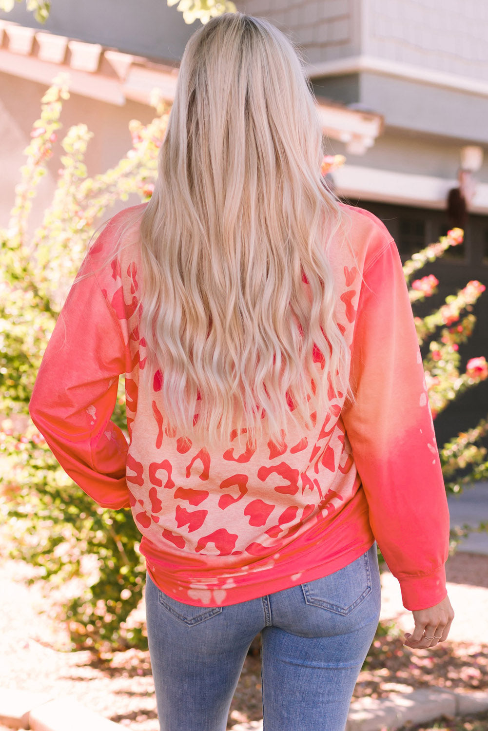 Leopard Tie-Dye Crewneck Drop Shoulder Sweatshirt